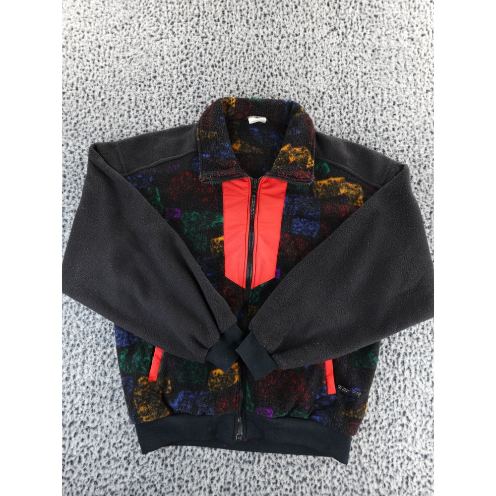 Obermeyer Mens Fleece Jacket Geometric Print Full Zip Red Accents
